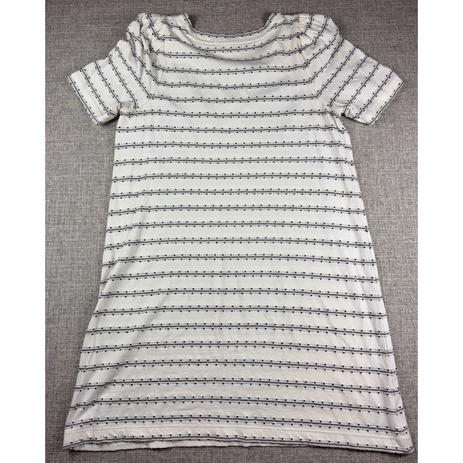 LOFT Womens Medium Striped V Neck T Shirt Dress Black White Short Sleeve Casual
