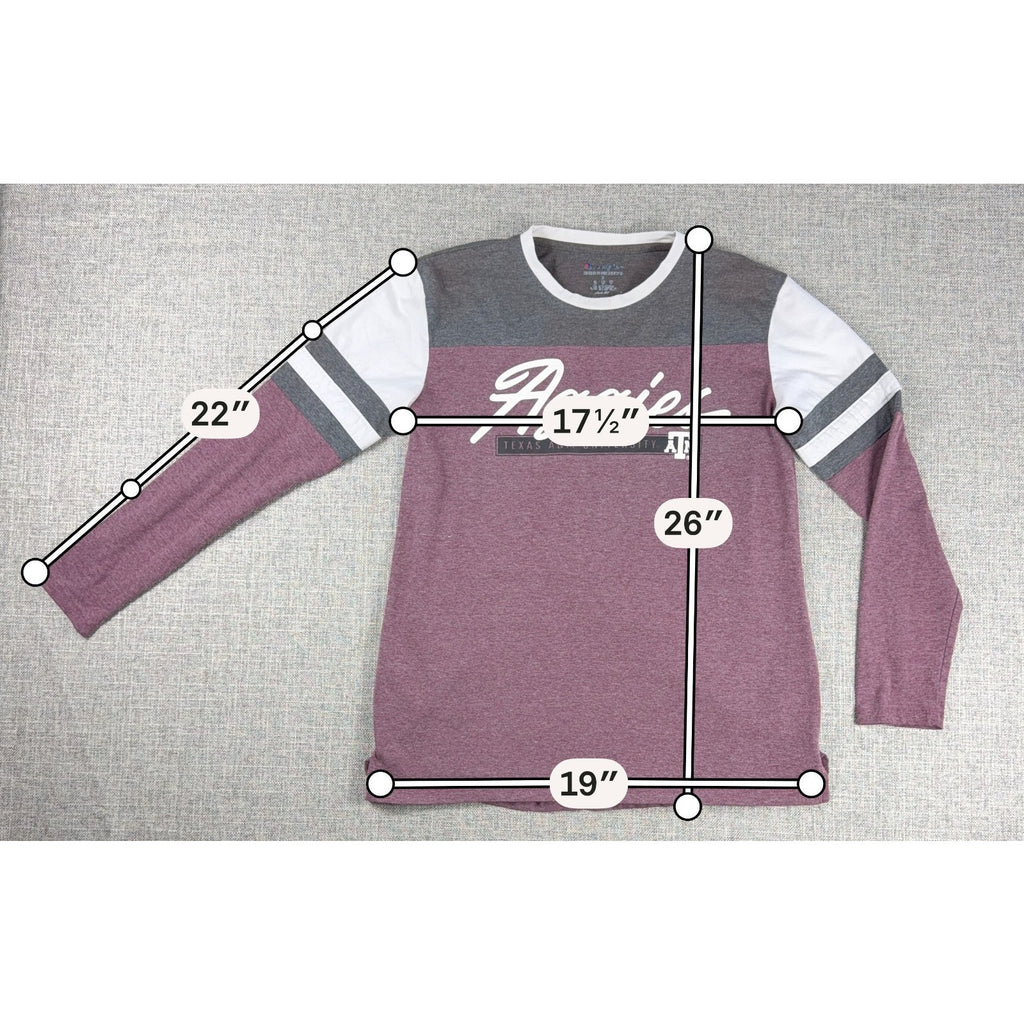 Texas A&M Aggies Champion Womens S Long Sleeve Shirt Maroon Colorblock NCAA