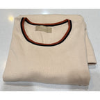 Velez Artisan Knit Top Womens L Beige 100% Cotton Short Sleeve Minimalist Luxury