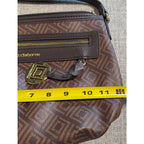 Liz Claiborne Brown Monogram Shoulder Bag Purse Faux Leather Geometric