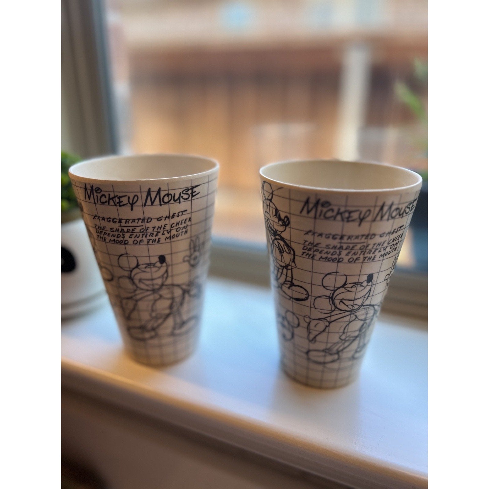 Vintage Disney Mickey Mouse Sketch Art Tumblers Set 2 Animation Model Sheet Cups