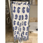 Atelier Nicole Miller Womens XS Blue White Boho Palazzo Pants Wide Leg Resort