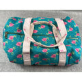 Whim + Wander Floral Canvas Duffel Bag Teal Pink Rose Weekender Shoulder Strap