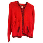 The Alpaca Connection Red Geometric Hooded Cardigan — Small