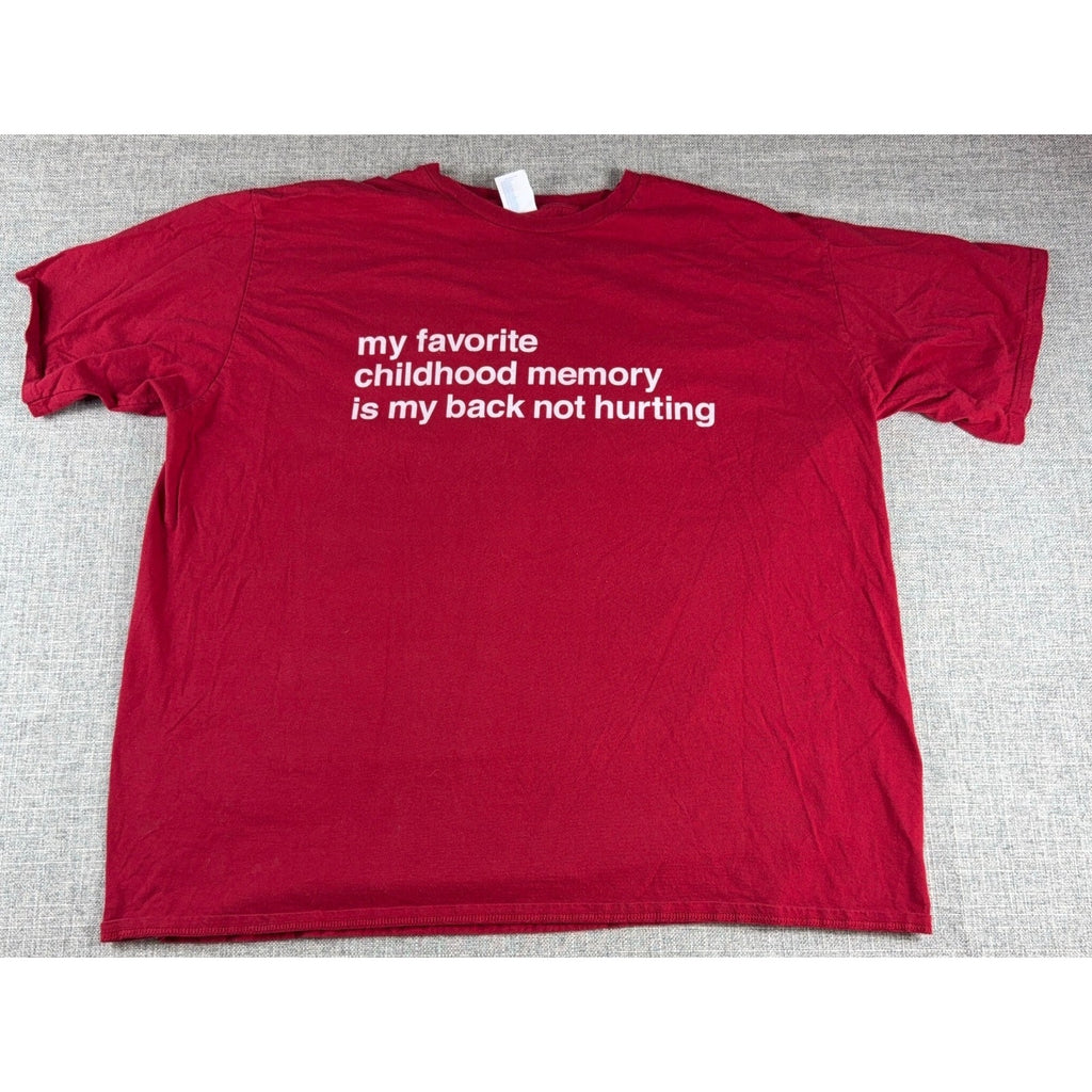 Port & Company 3XL Red Funny T Shirt Childhood Memory Back Not Hurting Humor