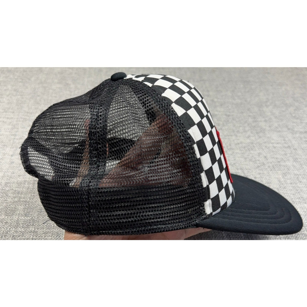 Vans Classic Patch Trucker Hat Checkerboard Black White Red Snapback Cap
