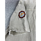 Zara Man Military Patch Shirt Mens S Distressed Khaki Relaxed Fit Utility