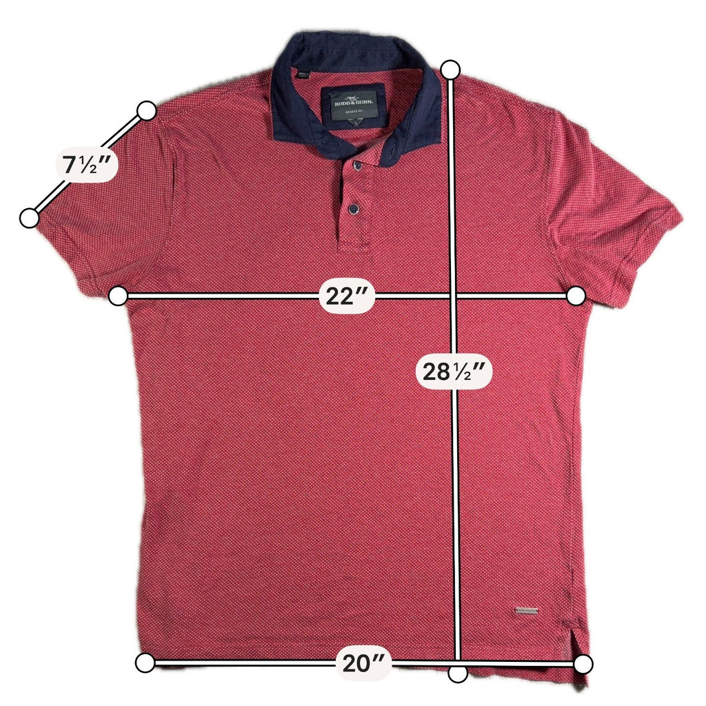 Rodd & Gunn Sports Fit Polo Shirt Mens Large Red Navy Micro Dot Golf Casual