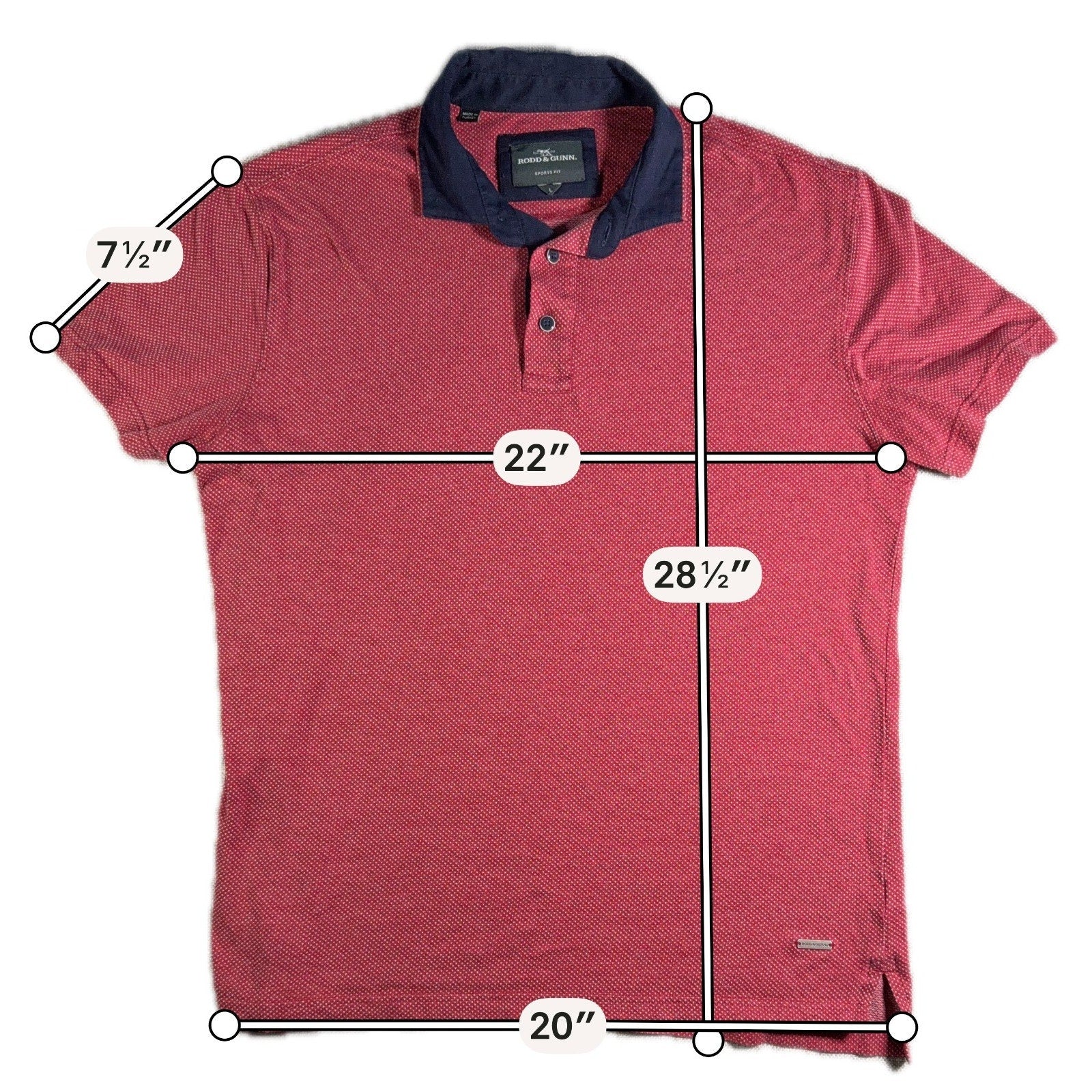 Rodd & Gunn Sports Fit Polo Shirt Mens Large Red Navy Micro Dot Golf Casual