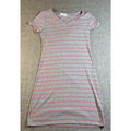 Pink Rose Striped Ribbed Mini Dress Gray Red White V Neck Short Sleeve Y2K