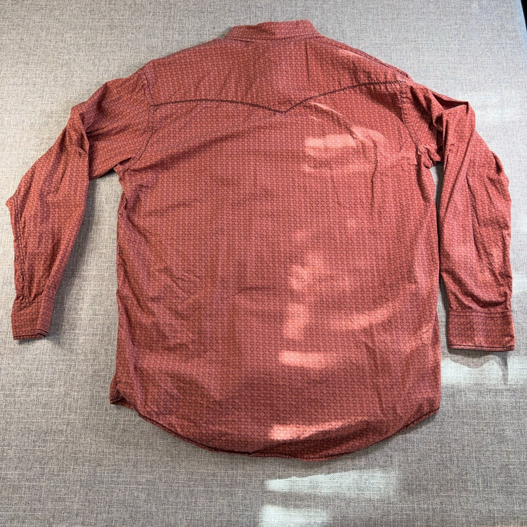 Rough Stock Panhandle Slim Shirt Men L Burnt Orange Pearl Snap Western Cowboy