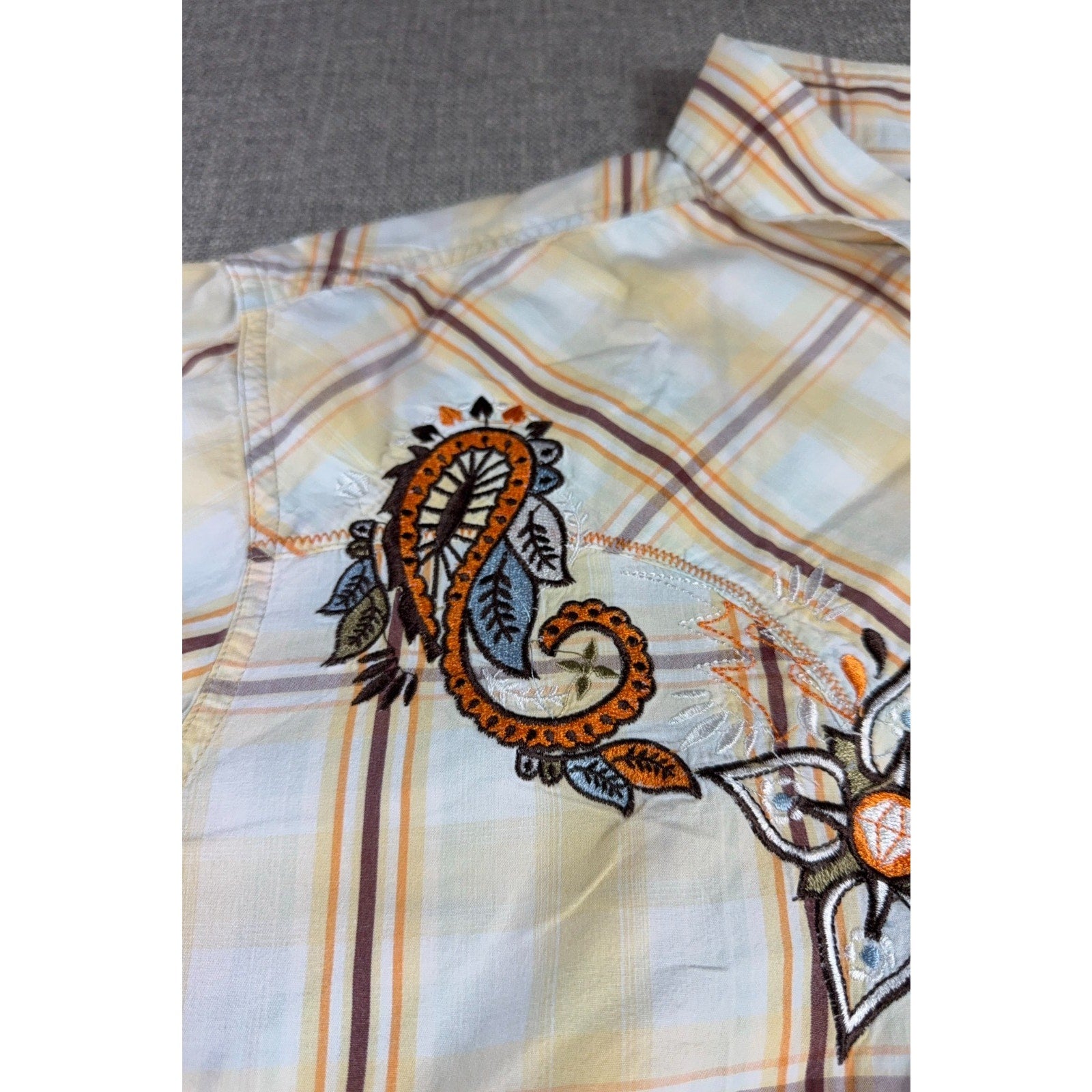 Ecko Unltd Marc Ecko Shirt XXL Plaid Embroidered Y2K Paisley Logo Streetwear