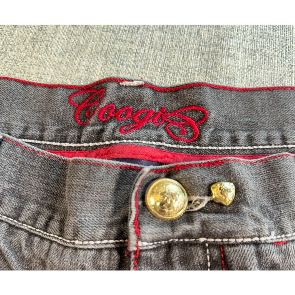 Coogi Australia Jeans Mens 42x35 Gray Baggy Y2K Hip Hop Embroidered Denim
