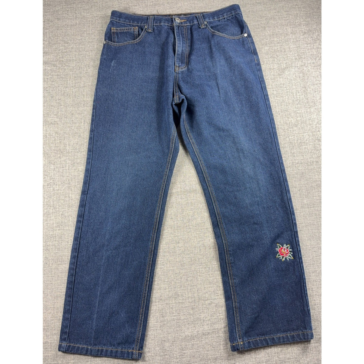 Bare Fox OneColorOneNation Jeans 26 Rose Embroidered Dark Wash Y2K Denim