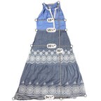 Ruby Yaya Blue Maxi Dress S Boho Embroidered Tiered Sleeveless Resort
