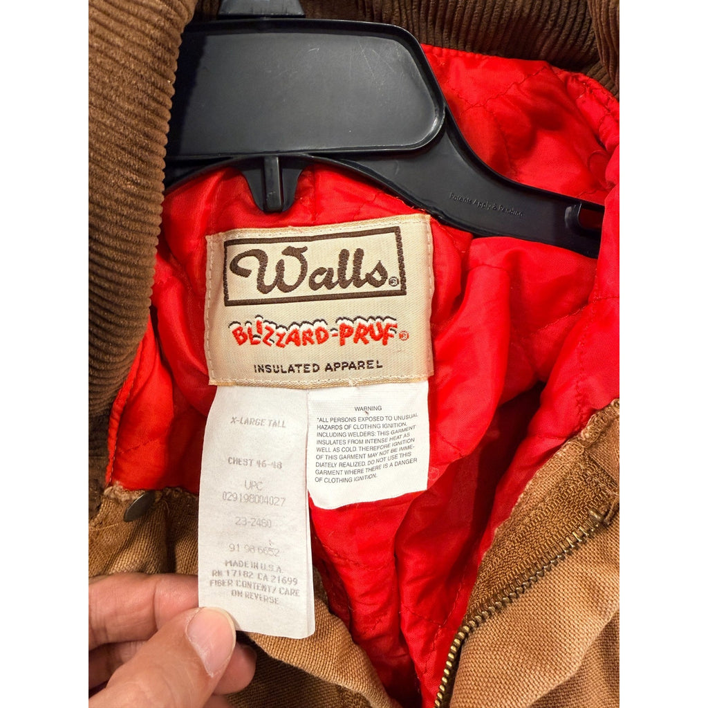 Vintage Walls Blizzard Pruf Coveralls Mens XL Tall Brown Duck Insulated USA