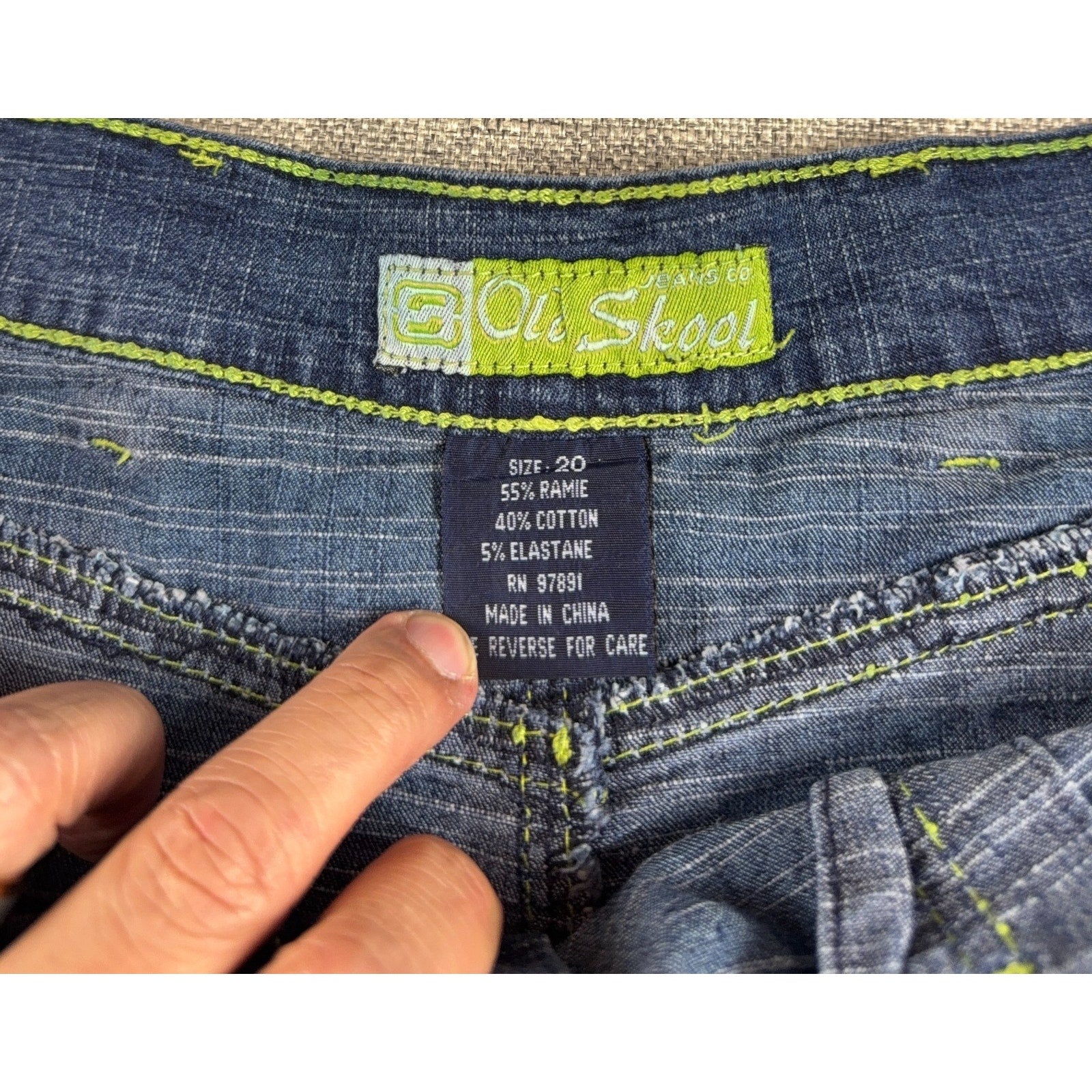 Old Skool Denim Pleated Mini Skirt Womens 20 Y2K Patch Neon Stitch Plus Size