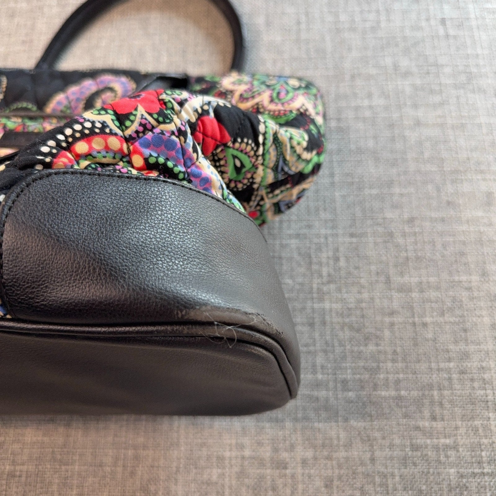 Vera Bradley Day Off Satchel Kiev Paisley Quilted Shoulder Bag Purse Black Trim