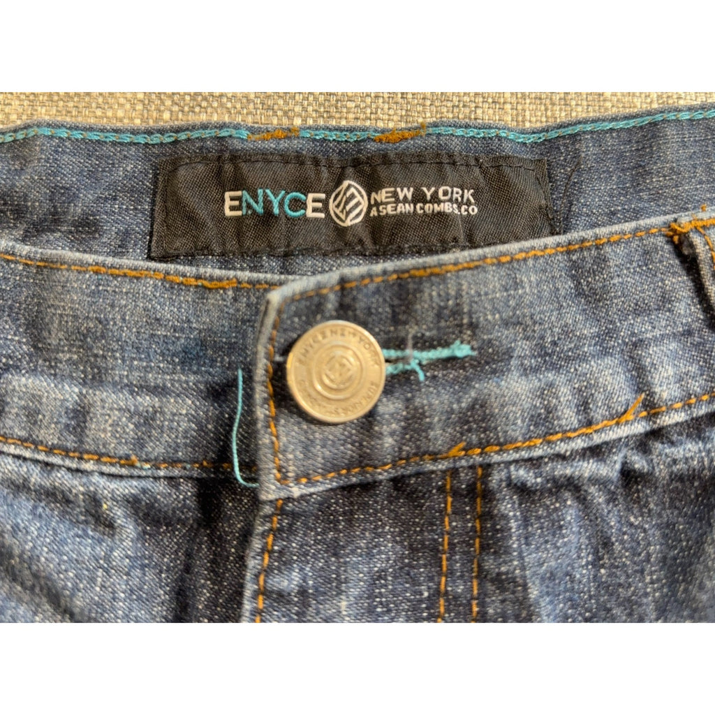 ENYCE Jeans Mens 40 Baggy Wide Leg Dark Wash Y2K Hip Hop Streetwear Denim
