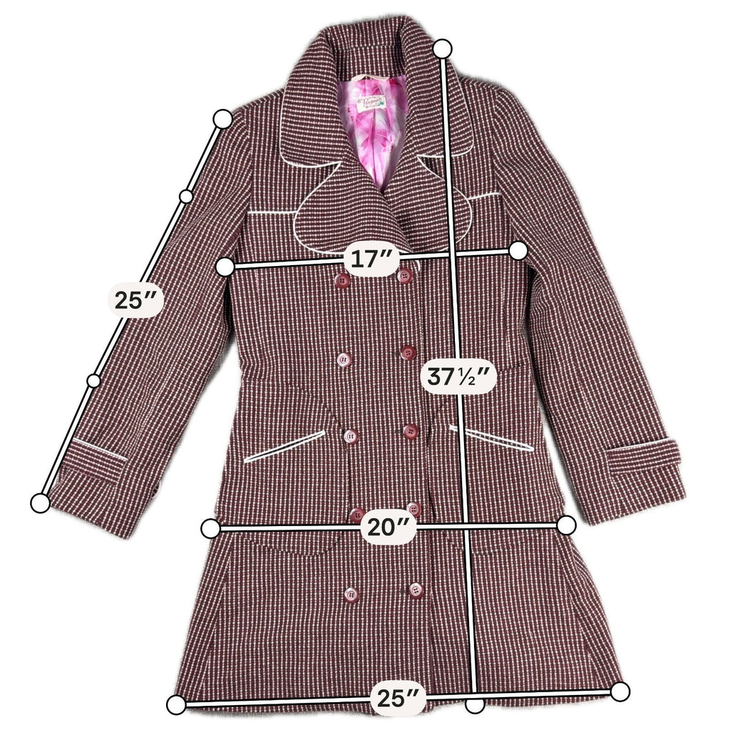 Original Penguin Munsingwear Womens M Brown Double Breasted Mod Coat Y2K Retro