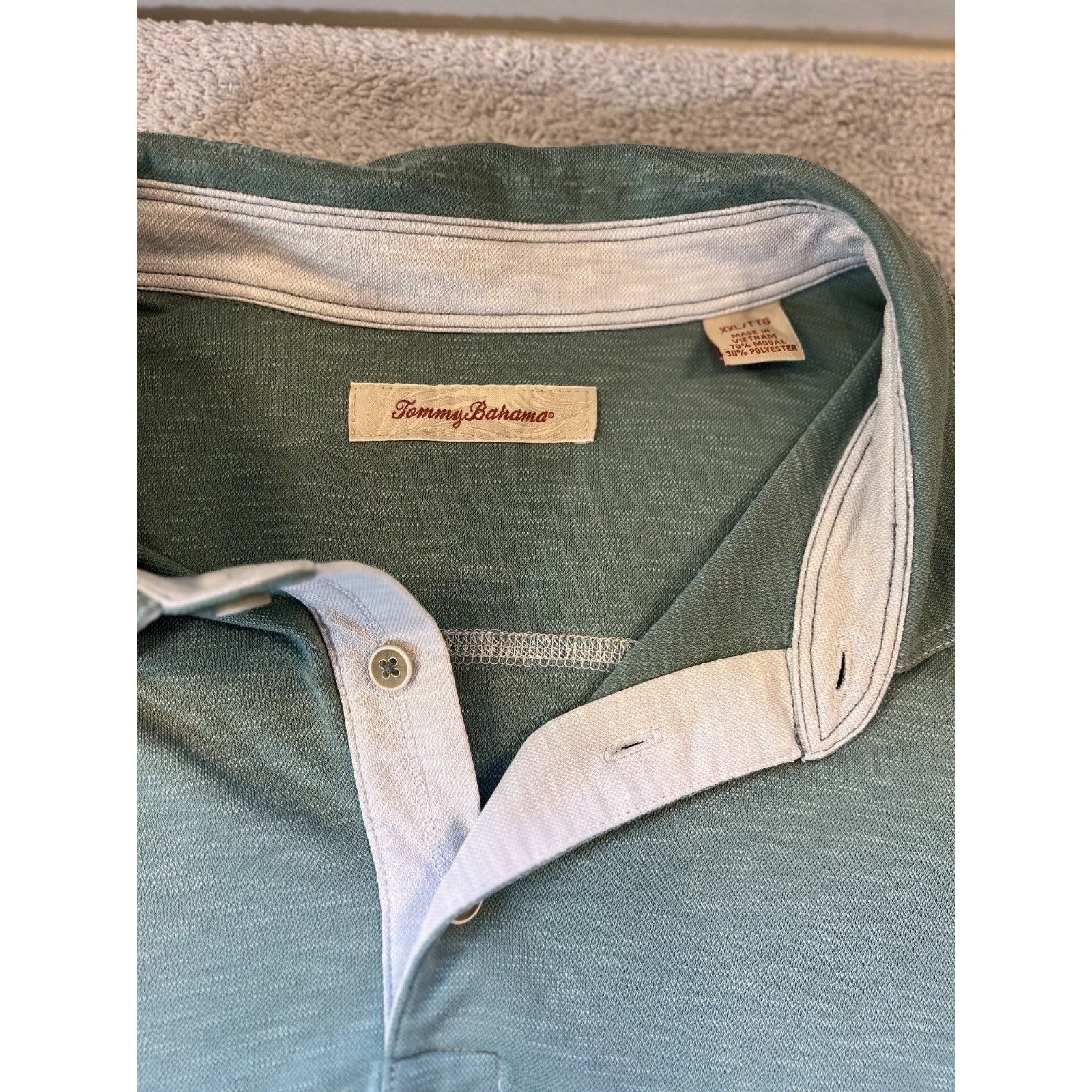 2 Tommy Bahama Polo Shirt Lot Mens XXL TTG Blue Green Short Sleeve Casual Golf