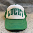 Lucky Green White Trucker Hat Mesh Snapback Nissun Rope Foam Front Adult
