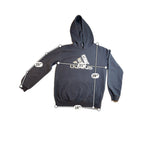 Adidas HK9146 Hoodie Mens M Black Gold Foil Logo Pullover Sweatshirt Faded