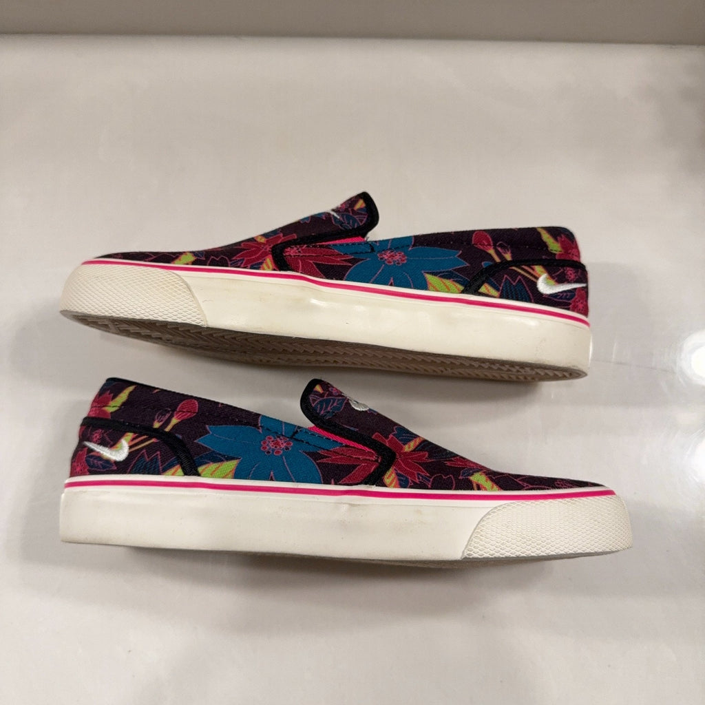 Nike Women’s Slip On Floral Canvas Shoes Sz 6 Pink Blue Tropical Casual Sneakers