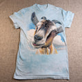 The Mountain Goat Selfie T Shirt Blue Animal Graphic Tee Adult Small Tagless