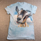 The Mountain Goat Selfie T Shirt Blue Animal Graphic Tee Adult Small Tagless