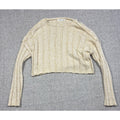 O'Neill Sweater Womens Small Cream Cropped Ribbed Knit Drop Shoulder Pullover