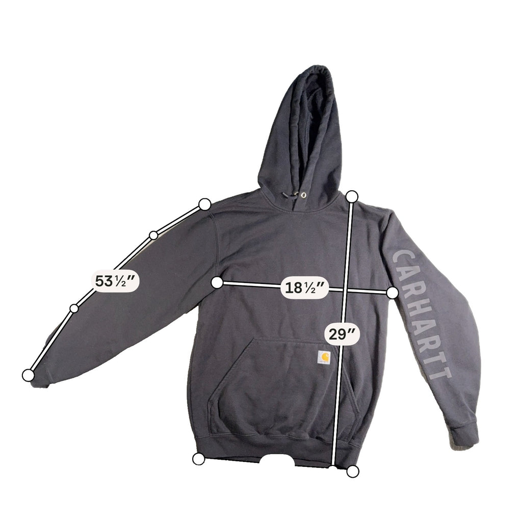 Carhartt Rain Defender Hoodie Mens S Loose Fit Black Logo Sleeve Pullover