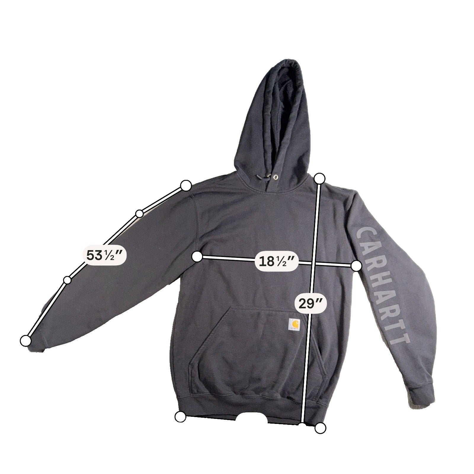 Carhartt Rain Defender Hoodie Mens S Loose Fit Black Logo Sleeve Pullover