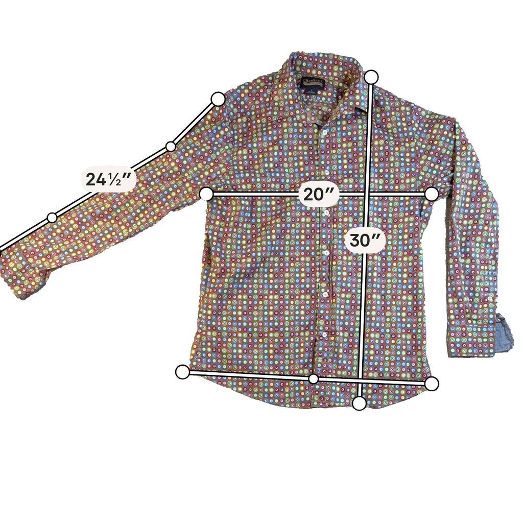 Cremieux Premium Denim Men's L Geometric Circle Shirt Retro Mod Psychedelic
