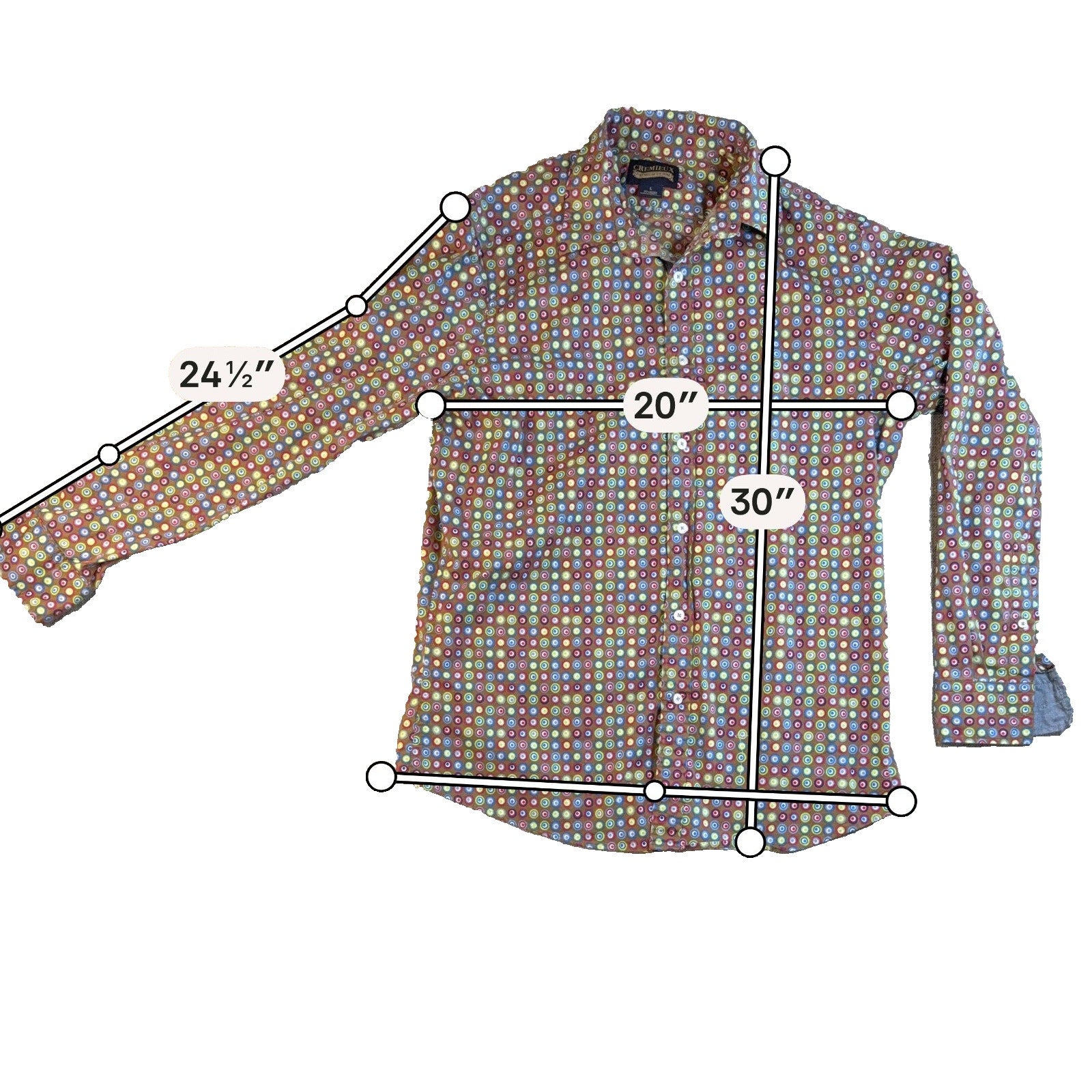 Cremieux Premium Denim Men's L Geometric Circle Shirt Retro Mod Psychedelic