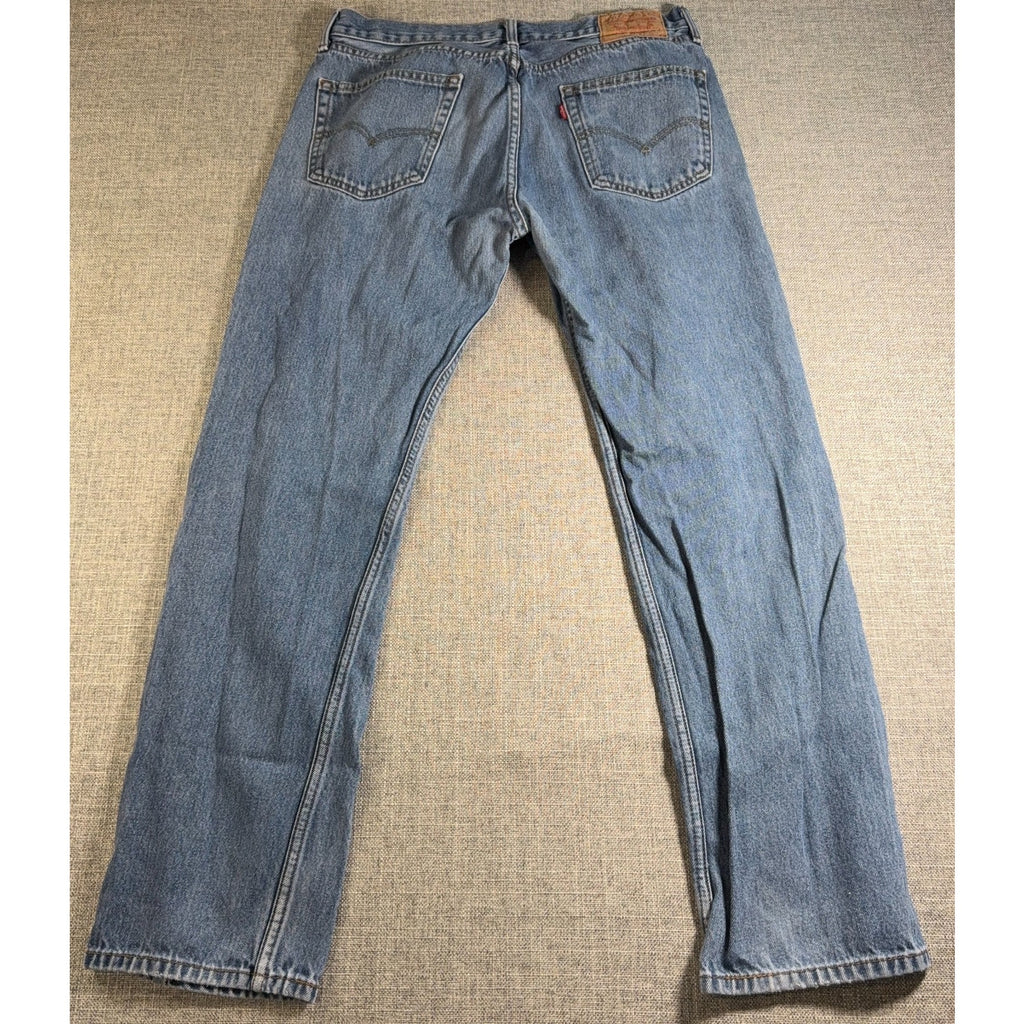 Levi's 505 Regular Fit Jeans Mens 34x32 Light Wash Straight Leg 100% Cotton