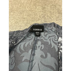 Torrid 00/0 Gray Velvet Burnout Fringe Kimono Duster Boho Made USA