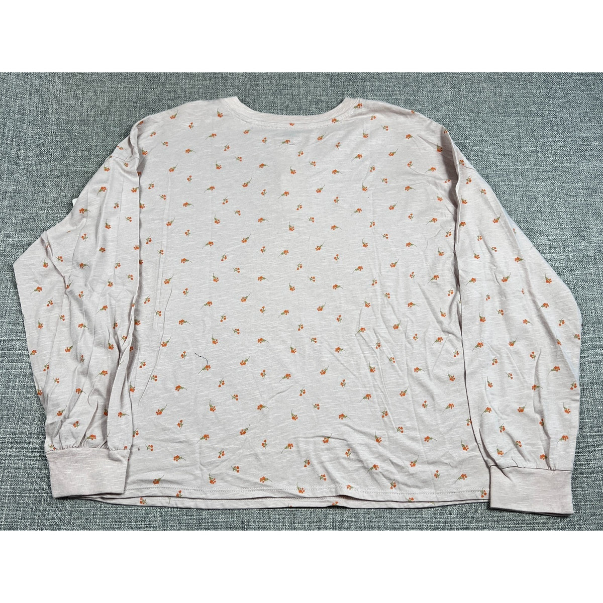 a.n.a Floral Henley Top Women's L Pink Long Sleeve 100% Cotton NWT