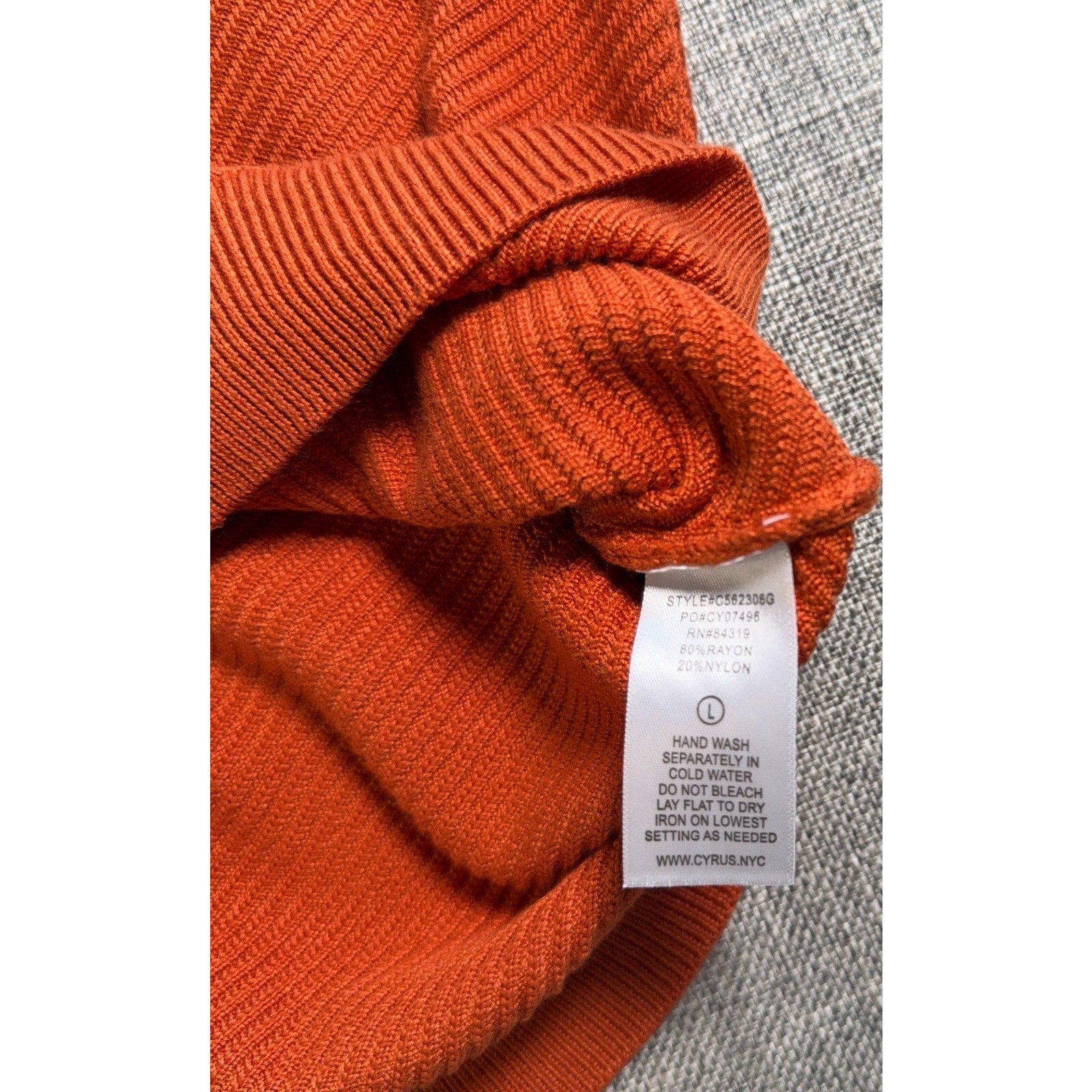Cyrus Sweater Womens Large Burnt Orange Short Sleeve Dolman Textured Knit Top