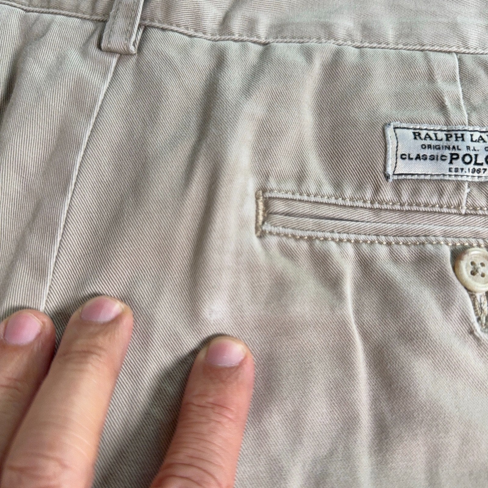 Polo Ralph Lauren Prospect Shorts Mens 32 Khaki Classic Chino Cotton 9 Inseam
