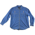 Vintage 90s Claus Sport Womens L Chambray Shirt Embroidered Birds Korea