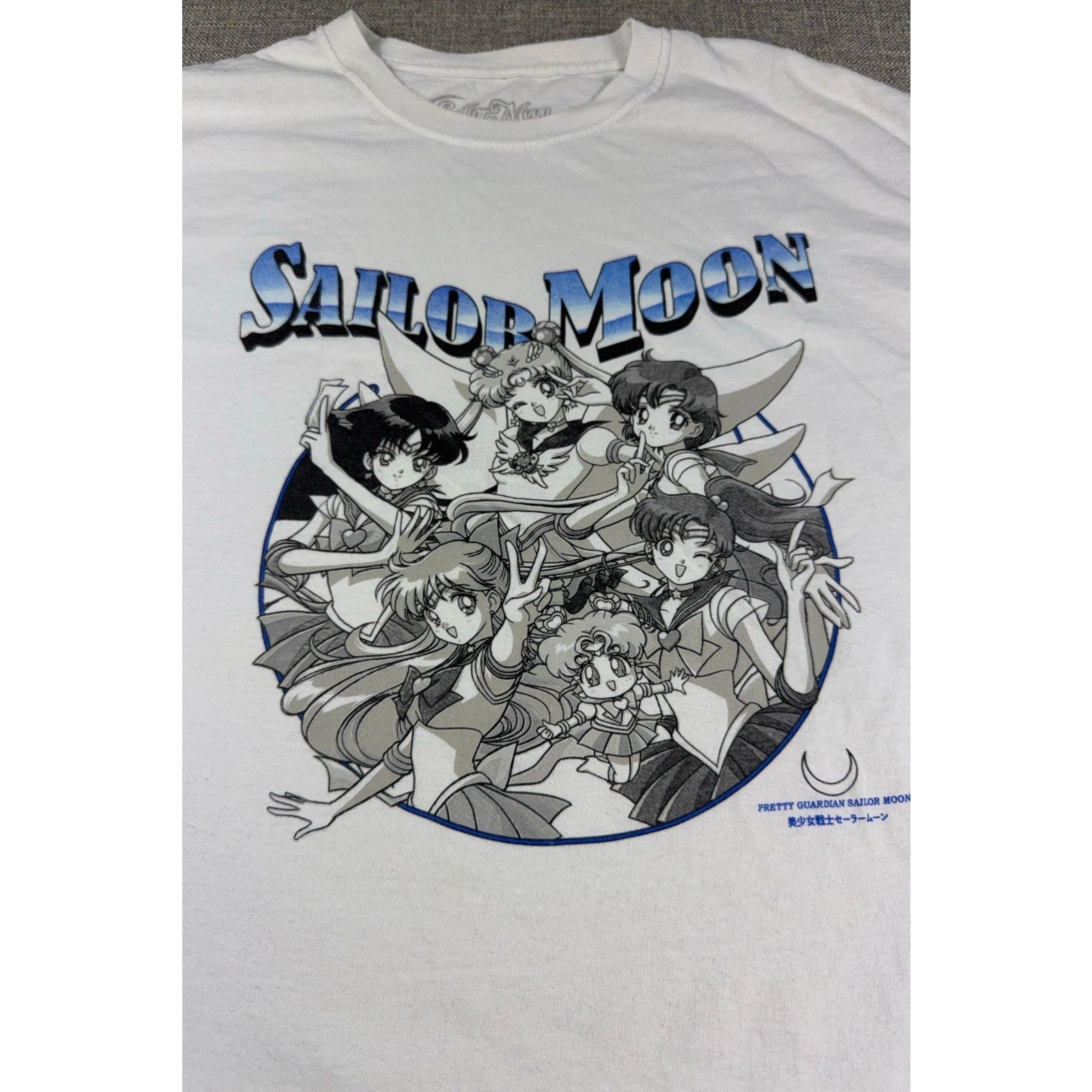 Sailor Moon T Shirt Mens XL Pretty Guardian Anime Sailor Scouts White Graphic T