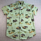 Disney Pixar Up Hawaiian Camp Shirt Mens XL Green Carl Russell Dug Button Up