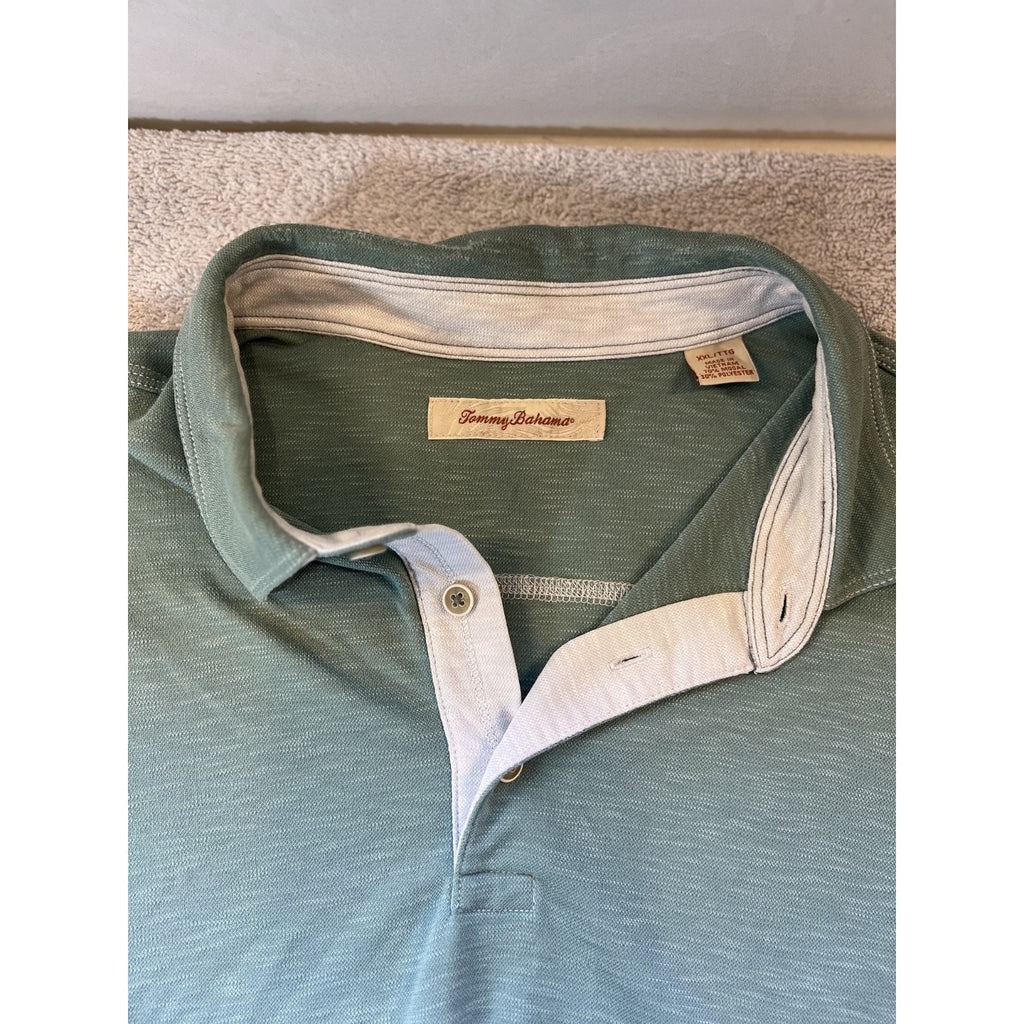 2 Tommy Bahama Polo Shirt Lot Mens XXL TTG Blue Green Short Sleeve Casual Golf