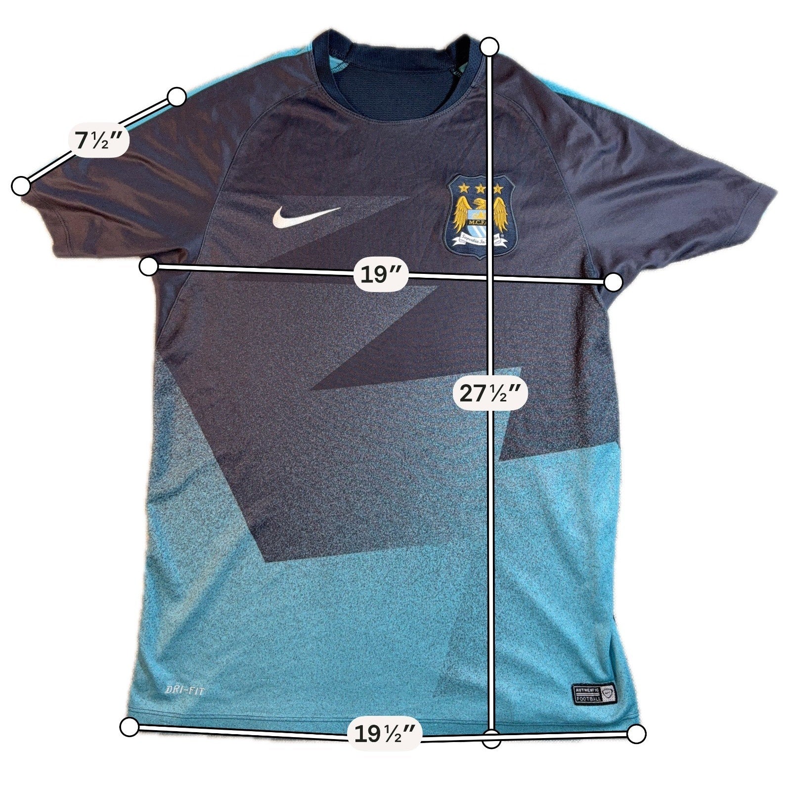 Nike Manchester City Training Shirt Mens S Navy Turquoise Dri-FIT Soccer