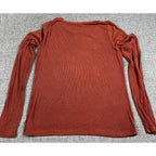 American Eagle Soft & Sexy Ribbed Top Women's S Rust Puff Sleeve Long Sleeve