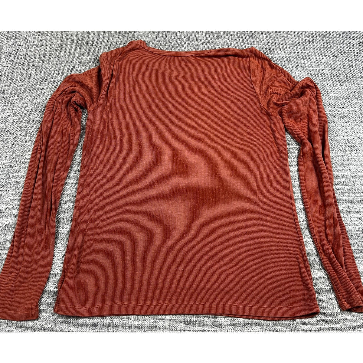 American Eagle Soft & Sexy Ribbed Top Women's S Rust Puff Sleeve Long Sleeve