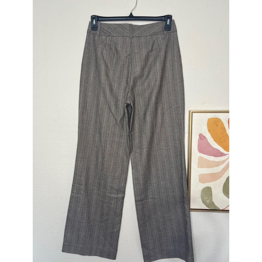 White House Black Market Grey Wide Leg Dress Pants Trousers Womens 6 Side Zip