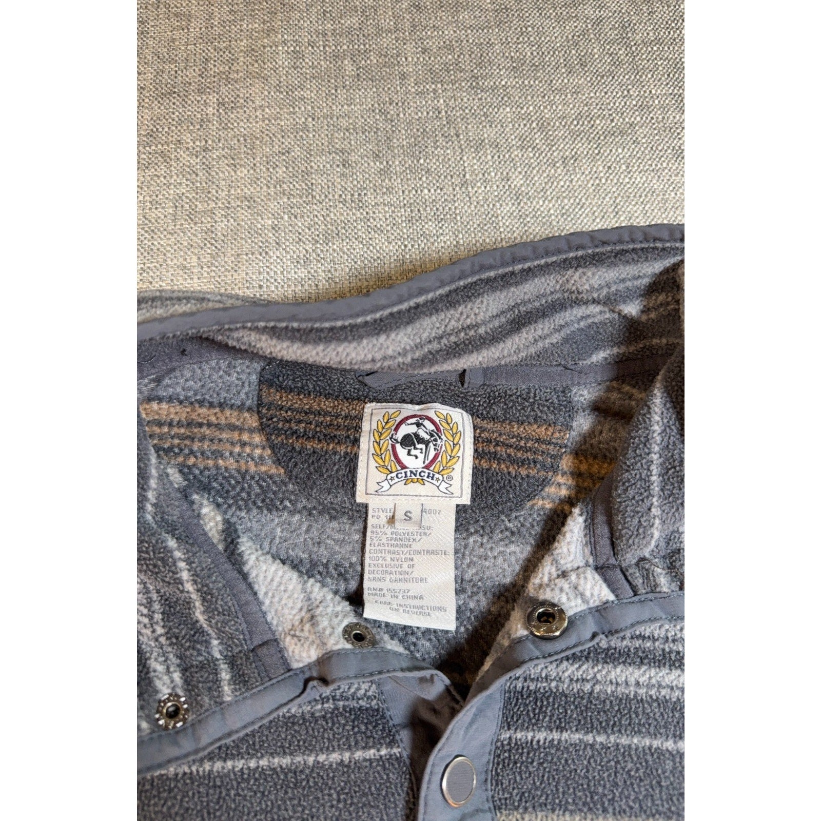 Cinch Fleece Pullover Mens S Southwestern Stripe Snap Neck Western Ranch