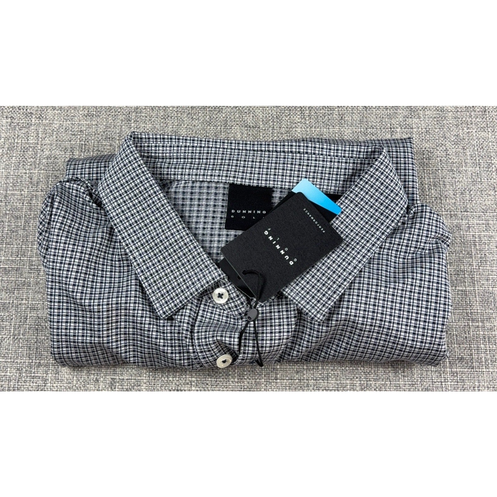 Dunning Golf Polo Mens XXL Black White Check COOLMAX Stretch NWT Club Logo